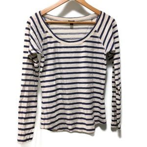 J. CREW off-white & blue striped long sleeve top S